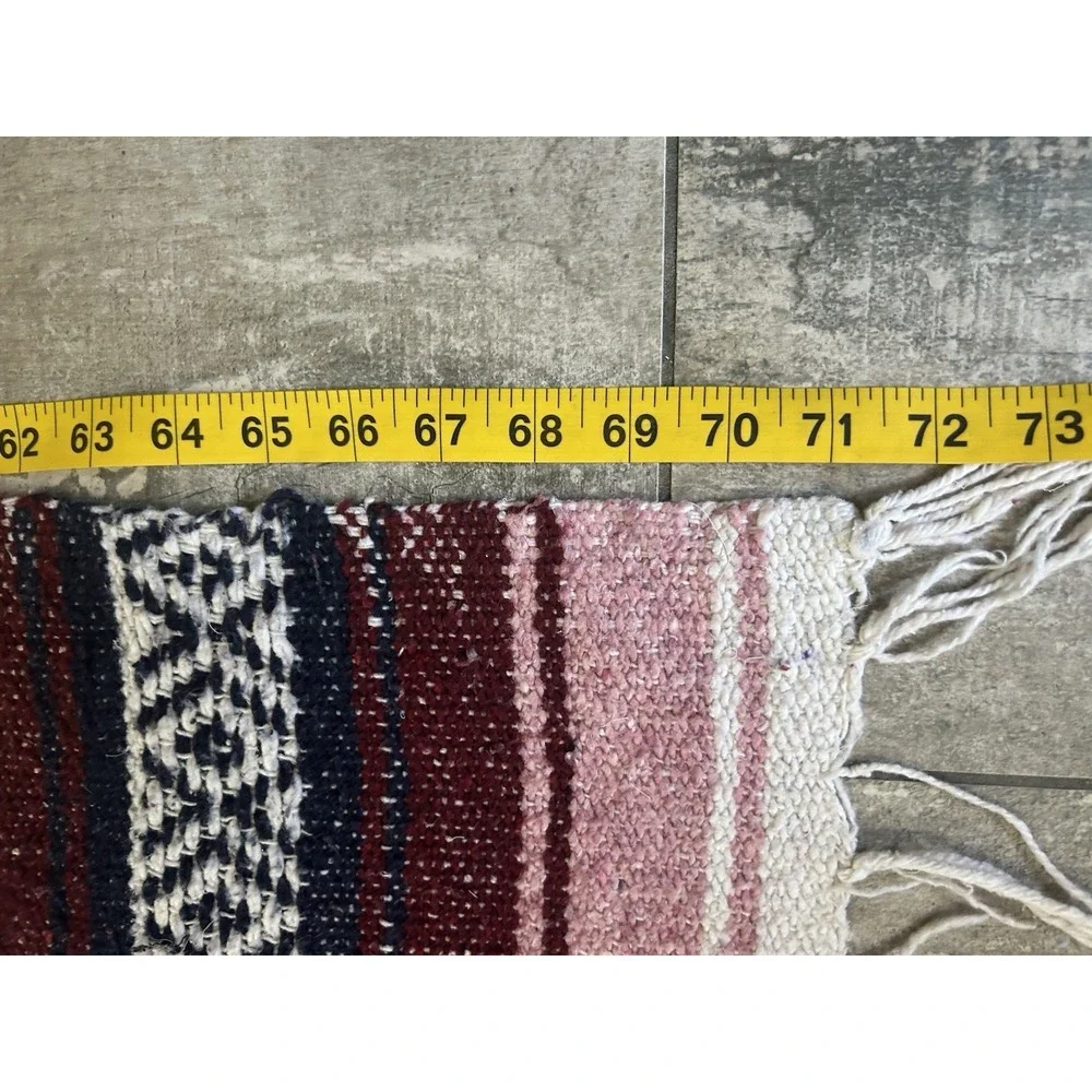Vintage Wool Southwestern Blanket Mexican‎ Boho Western Aztec Falsa Saltillo